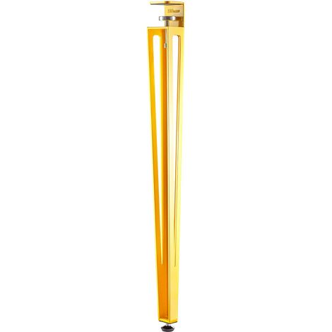 SOTECH Tischbein ColorLine in F-Form konisch zulaufend von 70 auf 40 mm mit Klemmschraube (ohne Bohren) für Küchentisch, Esstisch, Bürotisch - gelb - Höhe 745 mm - 1 Stück