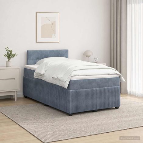 vidaXL Lit boxspring avec matelas Gris foncé 120 x 190 cm Velours (1/5)