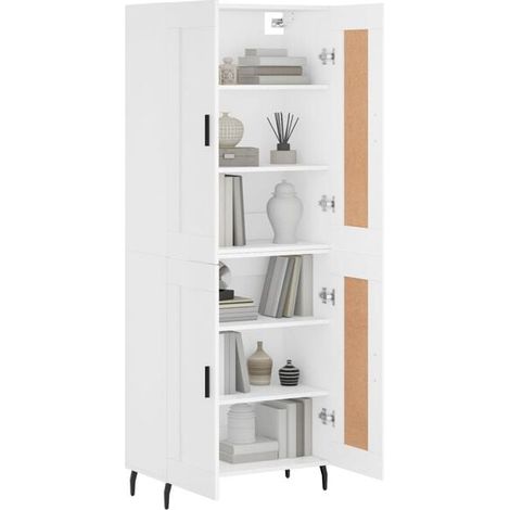 Buffet de Cuisine Blanc 69,5x34x180 cm - Meuble Rangement Haut en Bois d'Ingénierie avec Étagères et Portes, Armoire de Stockage pour Salon ou Salle à Manger (1/5)