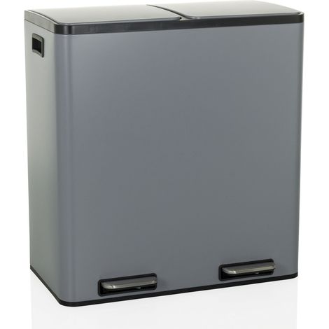 Collecteur de déchets / système de tri sélectif Clean 13 - 60L (2 × 30 L) Gris acier hjh OFFICE (1/5)