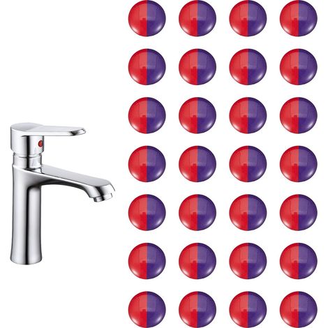 28 Pcs Autocollants pour Robinet Chaud et Froid Étiquette Autocollante pour Eau Chaude et Froide Autocollant de Transfert pour Robinet en Résine Époxy (1/5)