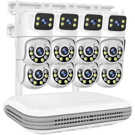 Filiyano-Système de vidéosurveillance sans fil, enregistreur vidéo réseau (NVR) multicanal, caméras à double objectif, vision nocturne, 8 caméras.