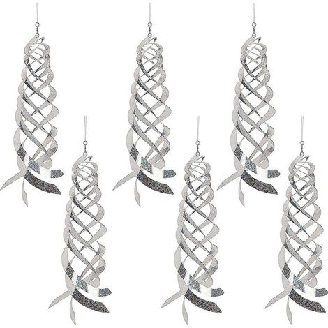 6 PCS Répulsif Oiseaux Spirale Réflecteurs Argent Spinner Dispositif De Dissuasion Oiseaux Suspendu Réfléchissant Vent Spirale Décoration De Jardin pour Conduire Les Oiseaux Loin (1/5)