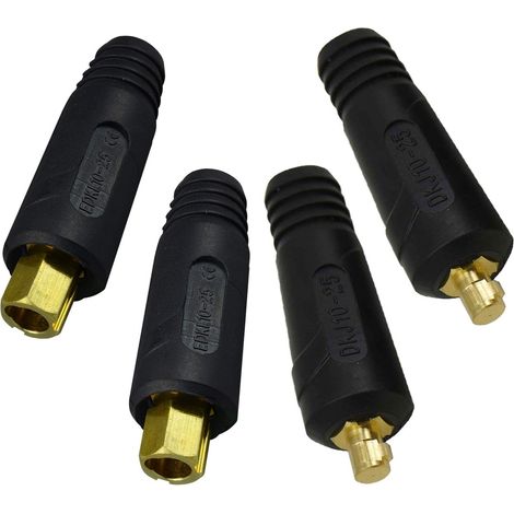 Câble pour torche de soudage TIG Fiche de Connecteur de Soudage DKJ10-25 & EDKL10-25 200A Connecteur Raccord rapide style Dinse en couleur noire 4 pièces (1/5)