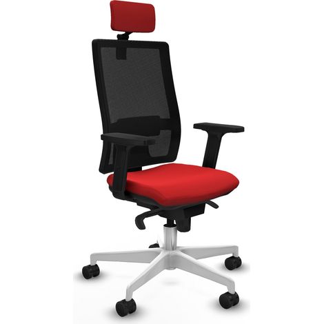 Bürostuhl piqueras y crespo Horna schwarz Kunstleder rote Armlehnen