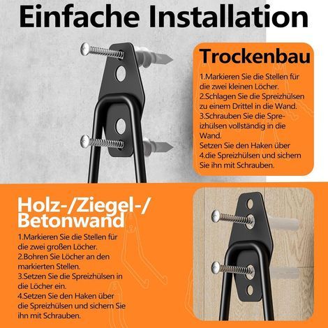 Garagenhaken, 10er-Pack, Wandaufbewahrungshaken, robuste Stahlhaken für Werkzeuge, Wandhalterungen geeignet für Gartengeräte, Leitern, Fahrräder (orange).