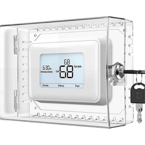 Grand couvercle de boîtier de verrouillage de thermostat avec clé, couvercle transparent pour thermostats de 5 pouces de hauteur x 6 pouces de largeur ou moins. (1/5)