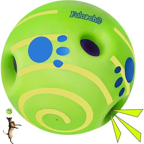 Balle interactive Giggle Ball pour grands chiens, balle oscillante Wag Ball de 14 cm, jouet indestructible et amusant qui couine pour lutter contre l'ennui, éduquer et brosser les dents. (1/5)