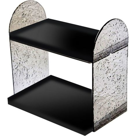 Organisateur de Bureau 2 Niveaux Noir Brillant, Support Double Étage Transparent pour Fournitures et Cosmétiques (1/5)