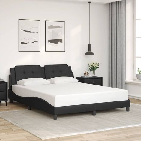 Cadre de lit sans matelas Zadar noir 160x200 cm similicuir