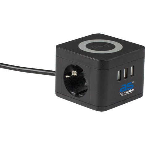 2-fach Steckdosentower 1,5m 230V Induktionsladefläche USB IP20 (1/5)