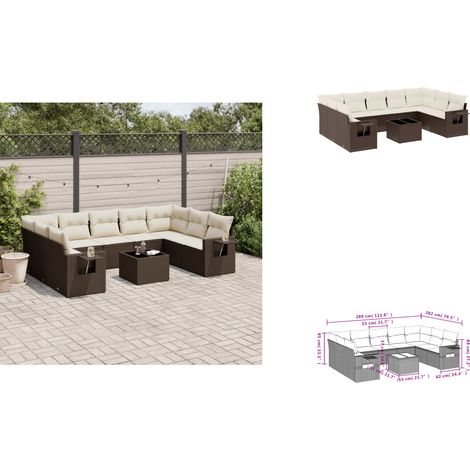 10-tlg. Garten-Sofagarnitur mit Kissen Braun Poly Rattan - Garten Sofagarnitur - Garten Sofagarnituren - Outdoor Sofagarnitur - Sofagarnitur Terrasse