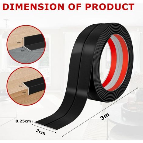 Selbstklebende Wandleiste, flexible Sockelleiste, dekorative PVC-Eckleiste, Abschlussleiste, Wandeckenschutz (2 cm x 3 m)