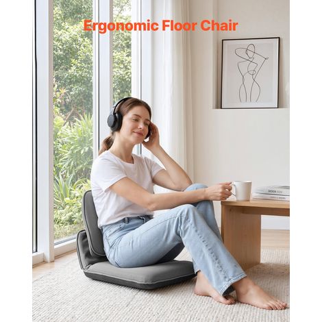 Chaise de Sol Pliable, Dossier Ergonomique Réglable à 5 Positions, Fauteuil de Sol pour Lecture, Détente et Méditation, avec Struct… (1/5)