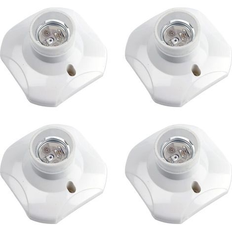 Douille de plafonnier E27 à vis, douille murale/murale avec culot E27, AC 230 V, porte lampe carrée blanche, base support plastique pour lampe de garage plafond, lot de 4 (1/5)