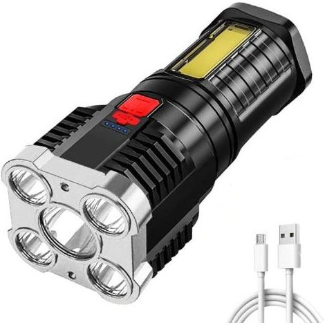 Linterna portátil LED COB recargable por USB, resistente al agua y multifuncional, ideal para senderismo, uso nocturno, pesca y aventuras. (1/5)