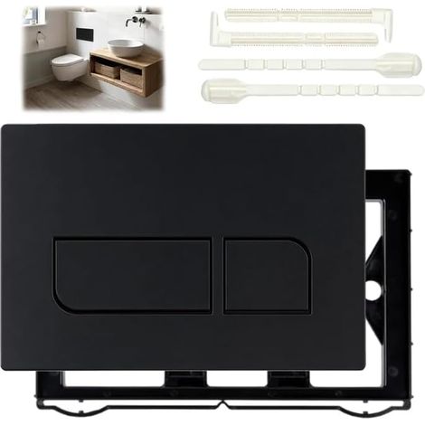 Plaque de commande WC en ABS : plaque de commande compatible avec Geberit Sigma 01/20/30/50/UP300/UP320, plaques de déclenchement double chasse avec kit de levier de chasse et cadre de montage (1/5)