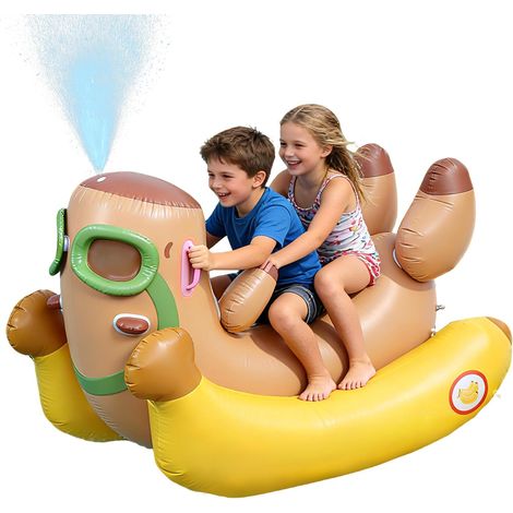 Bouée Enfant 183 cm avec Arroseur, Jeu d’Eau Gonflable Bouée, arroseur et jeu à bascule 3-en-1 Pour piscine, jardin et plage (1/5)