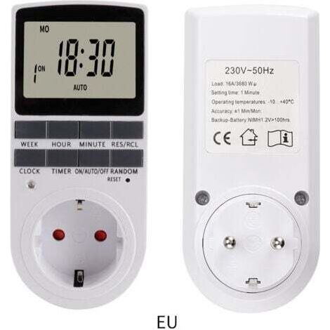 (2er-Pack) Programmierbarer Digitalstecker mit Countdown-Timer, Tages-/Wochentimer, programmierbarem Stecker mit LCD-Display und Diebstahlschutz-Zufallsmodus