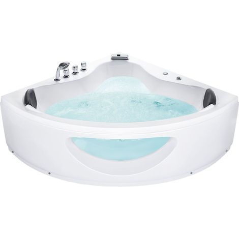 Corner Hot Tub with LED TOCOA 2050 x 1460 mm White