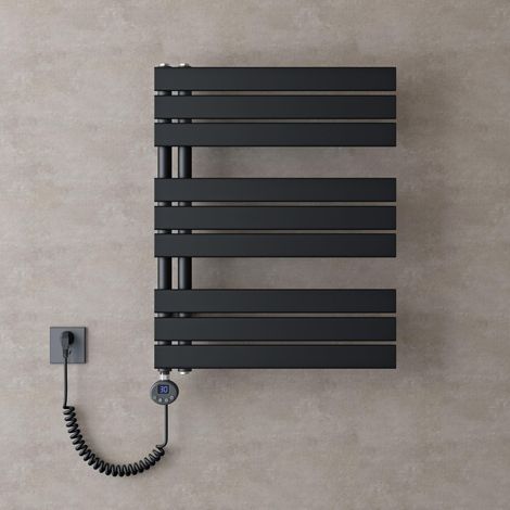 doporro Scaldasalviette Elettrico Bagno con Termostato Digitale e Funzione Timer, Termoarredo Elettrico Temperatura Regolabile, Radiatore da Parete Verticale, 76x60cm 600W Antracite - FN (1/5)
