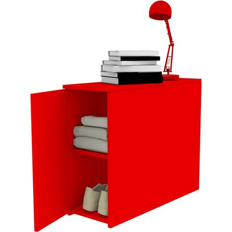 Comodino moderno retro letto - 87 cm di profondità - 16 colori - Rosso