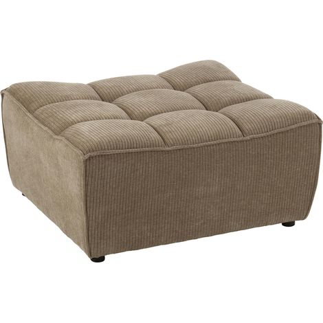 Pouf grid en bois et mousse taupe foncé assise confort - Taupe foncé côtelé