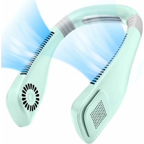 Ventilateur Cou Portable, Mini Ventilateur Nuque Confortable Cool Airflow 360°, 3 Vitesses Vent Fort Silencieux, Petit Ventilateur USB Rechargeable pour Sport Bureau Extérieur Intérieur, Vert 1000 pcs (1/5)