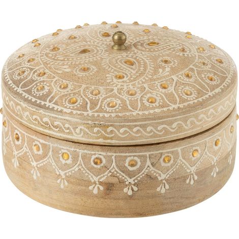 Boîte Déco en Bois "Perle du Sahara" 14cm Naturel (1/2)