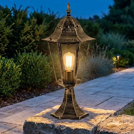 LED Sockelleuchte Wegeleuchte Gartenleuchte Bronzefarben Glas IP44 H 49 cm (1/5)