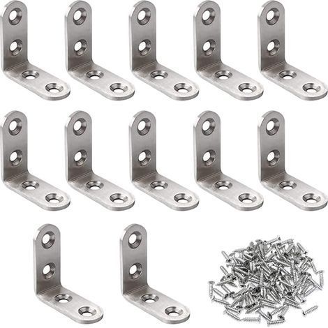 Équerre de Fixation Inox, Angle Droit Support, Supports à Angle Droit De 90 Degrés, 12 Pièces 40x40mm Raccord D'angle, Renforts D'Angle pour la Fixation et la Réparation de Meubles avec 50 Pièces Vis (1/5)