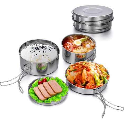 Set di pentole da campeggio, set di pentole da campeggio in acciaio inox, utensili da cucina e pentole per escursionismo e cucina