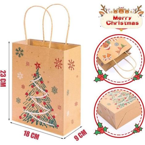 Sacs cadeaux - - 24 pièces - Papier kraft - Réutilisables - 23x18x9CM (1/4)