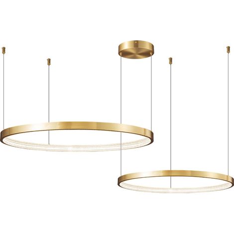 Zing Ring Double 60 B - Lampadario a LED da 60 cm con due anelli in ottone dorato (1/2)