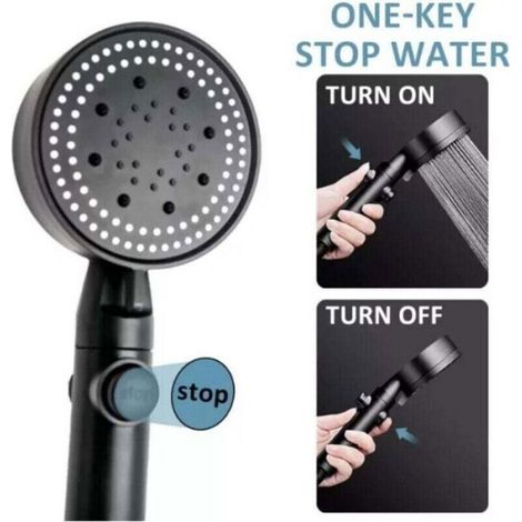 Pommeau de douche à main noir, ensemble pommeau de douche à main et tuyau, pommeau de douche réglable à 5 modes, pommeau de douche (1/4)