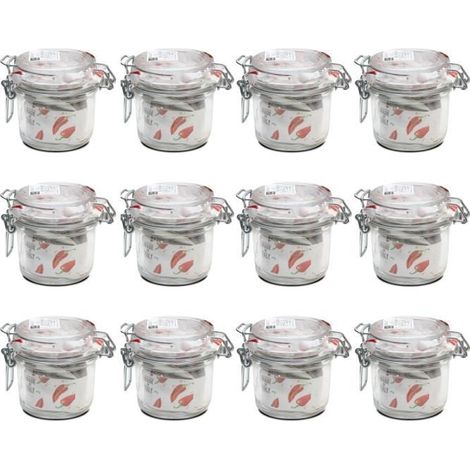 Lot de 12 bocaux hermétiques à bouchon mécanique, bocal pot de conservation, capacité 20 cl - Ø 8.3 x Hauteur 8.4 cm (1/3)