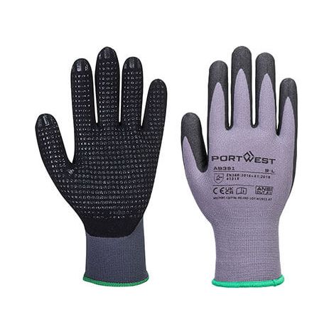 Boite de 12 paires de gants paume picots DermiFlex Essential Multipack Gris/Noir L - Taille 9 (1/2)