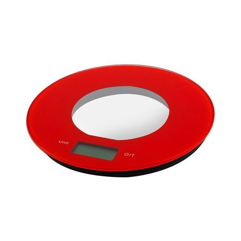 BALANCE DE CUISINE ÉLECTRONIQUE RONDE ROUGE - 5 KG (1/2)