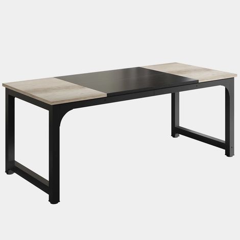 ELVMI Escritorio Recto para 6 Personas con Tablero Rectangular para Oficina, de Metal y Madera, Negro y Gris (1/5)