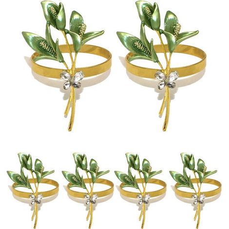 6 piezas de servilleteros de metal con forma de lirio dorado para bodas, banquetes navideños, cenas de Navidad, etc.