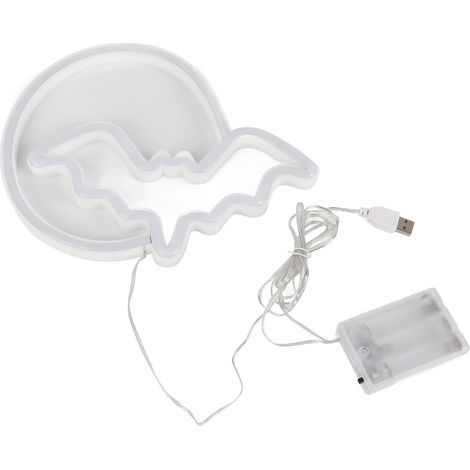Enseigne Néon Halloween Lune et Chauve-souris, Lumière LED Alimentée par USB/Batterie, Décoration Murale pour Chambre, Bar, Fête, Cadeau Enfant (1/5)
