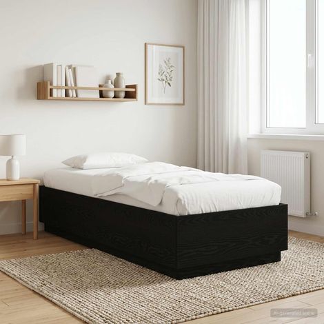 Cadre de lit 80 x 200 cm avec rangement, chêne noir, bois d’ingénierie, lattes fixes - PANGIVO (1/5)