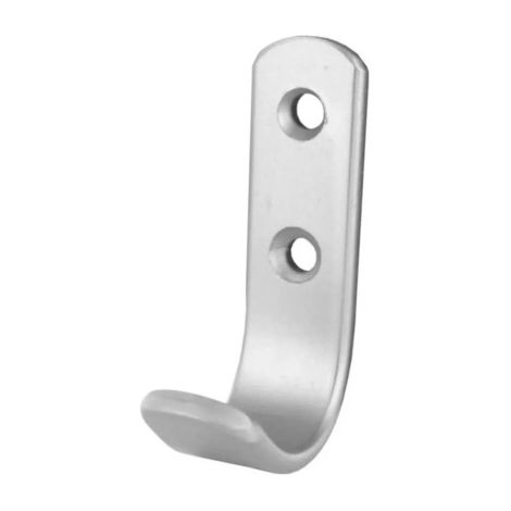 Gancio singolo in alluminio, 1 testa, 2 fori, D.4.5mm, H.63mm, L.18mm, D.35mm, argento, 1 pezzo.