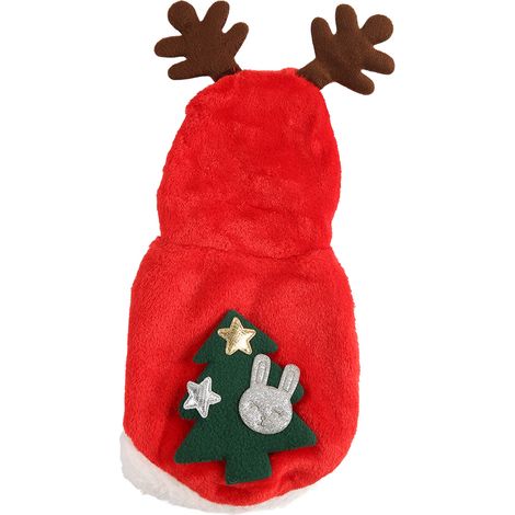 Vêtements de noël pour animaux de compagnie, doux et chaud, fermeture à boutons-pression, manteau à capuche pour chien, Costume pour chat, chiot, lapins XS (1/5)