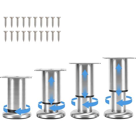 Lot von 4 Möbelstücken aus Acier Inoxydable, Tischstücken, Lit-Stücken, Möbelstücken für Meuble TV, Canapé, Salle de Bain (8-12CM) (1/4)
