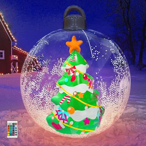 Boule de Noël Gonflable Lumineuse en PVC, 60 cm de Diamètre, Lumière LED et Pompe à Main, Décoration de Noël (1/5)