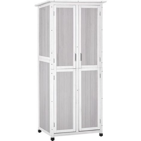 Casetta Box da Giardino 77x58x175 cm Porta Attrezzi in Legno Grigio (1/5)