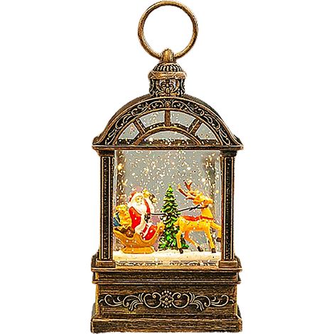 Boule à neige lumineuse de Noël avec musique, à piles, effet scintillant et tourbillonnant, idéale pour la décoration intérieure. Père Noël. (1/2)
