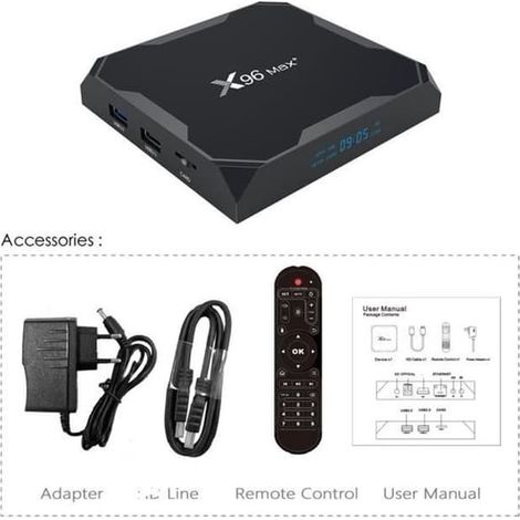 Boîtier TV intelligent X96 Max Plus, Android 1000, Amlogic S905x3, Quad Core, 4 Go de RAM, 32 Go de ROM, lecteur multimédia 8K, 9,0 M, avec (1/4)