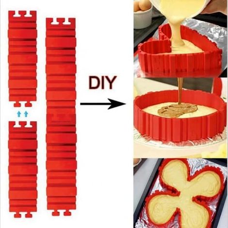 Moule à pâtisserie - Silicone - Lot de 4 - Carré - Rectangulaire - Rouge et vert (1/4)